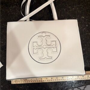 Tory Burch White Leather Tote Bag